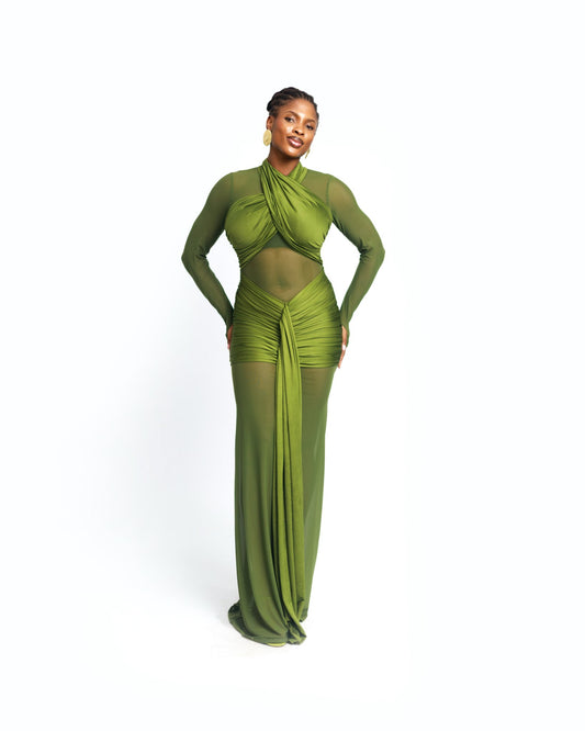 Bawsty Mermaid Dress - Olive